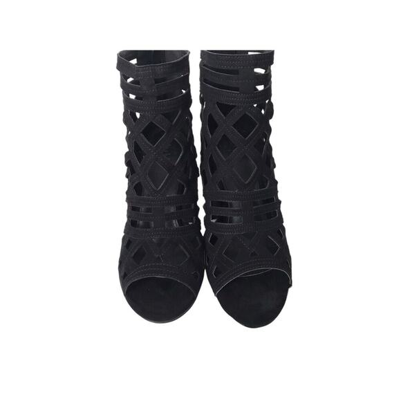 Charlotte Russe Size 10 Cameron Black Block Heel PeepToe Caged Gladiator Sandals - Picture 3 of 13